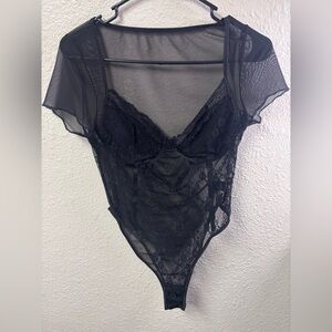 SHEIN Black Lace Mesh Bodysuit